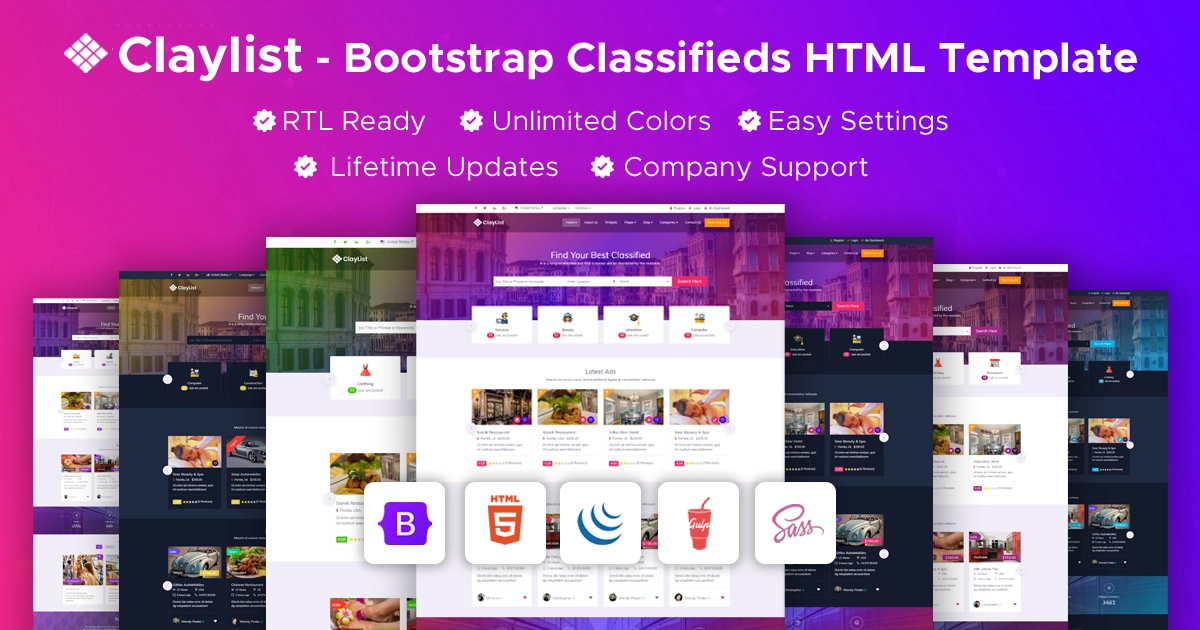 Claylist - Bootstrap Responsive Classifieds, Directory, Multipurpose Listing HTML Template