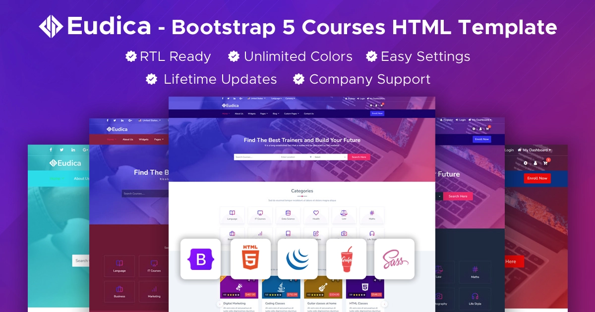 Eudica – Online Education Courses HTML Template