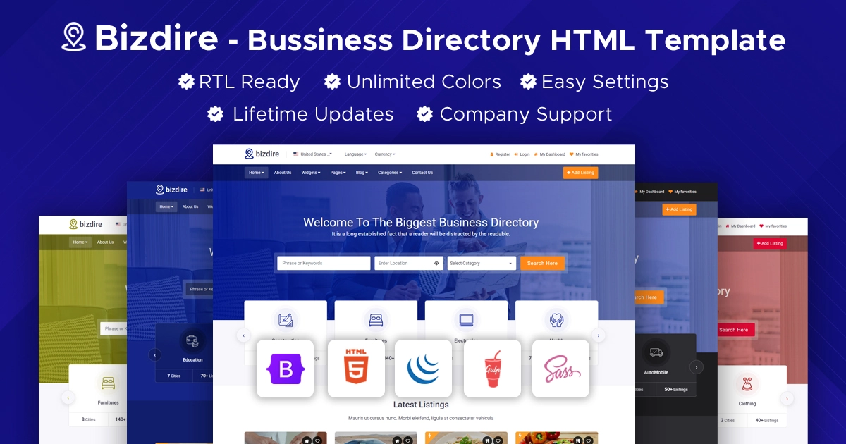 Bizdire – Business Directory HTML Template