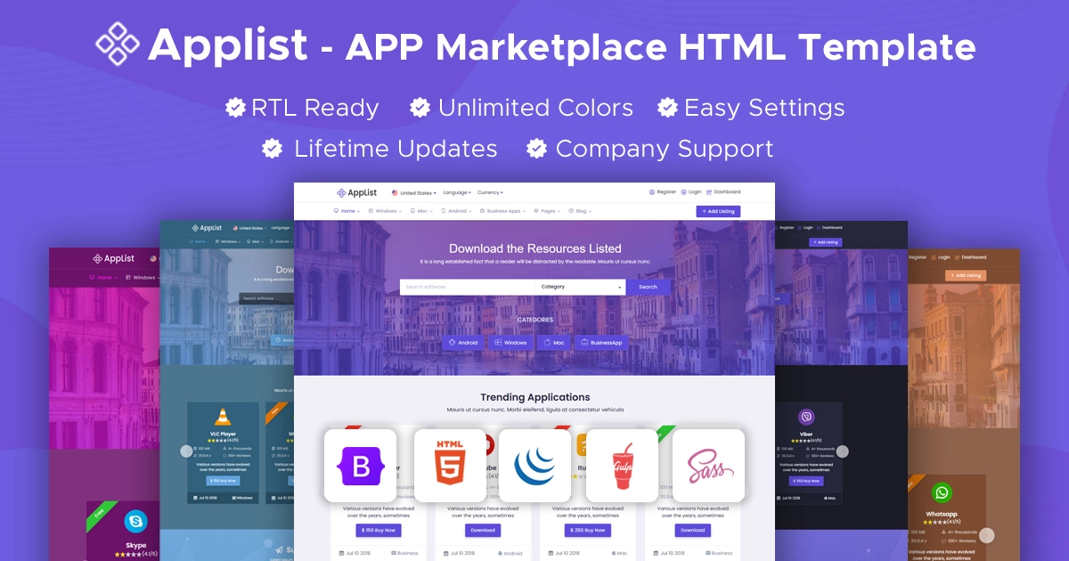 Applist - App Marketplace HTML Template