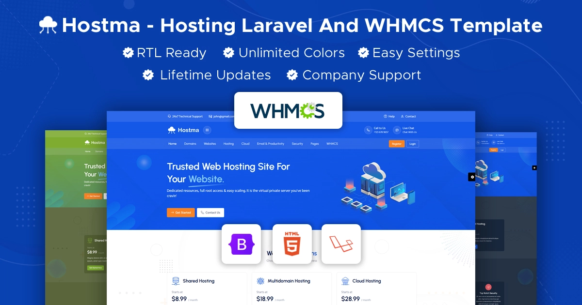 Hostma – Web Hosting Laravel & WHMCS Template