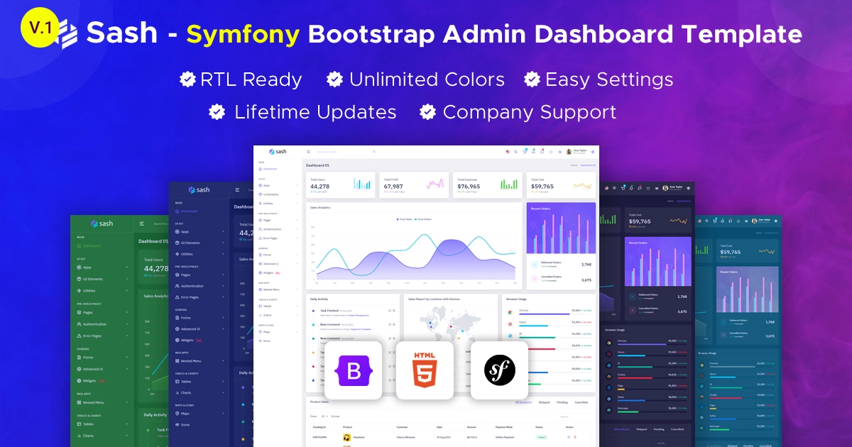 Sash – Symfony Admin & Dashboard Template