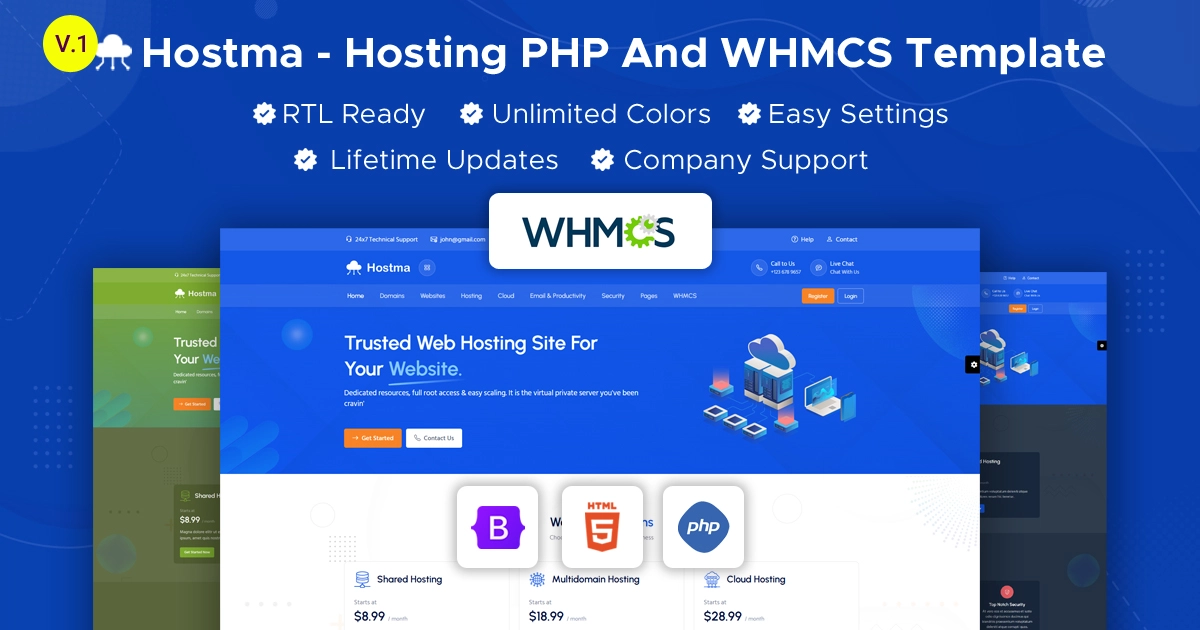 Hostma – Web Hosting PHP & WHMCS Template