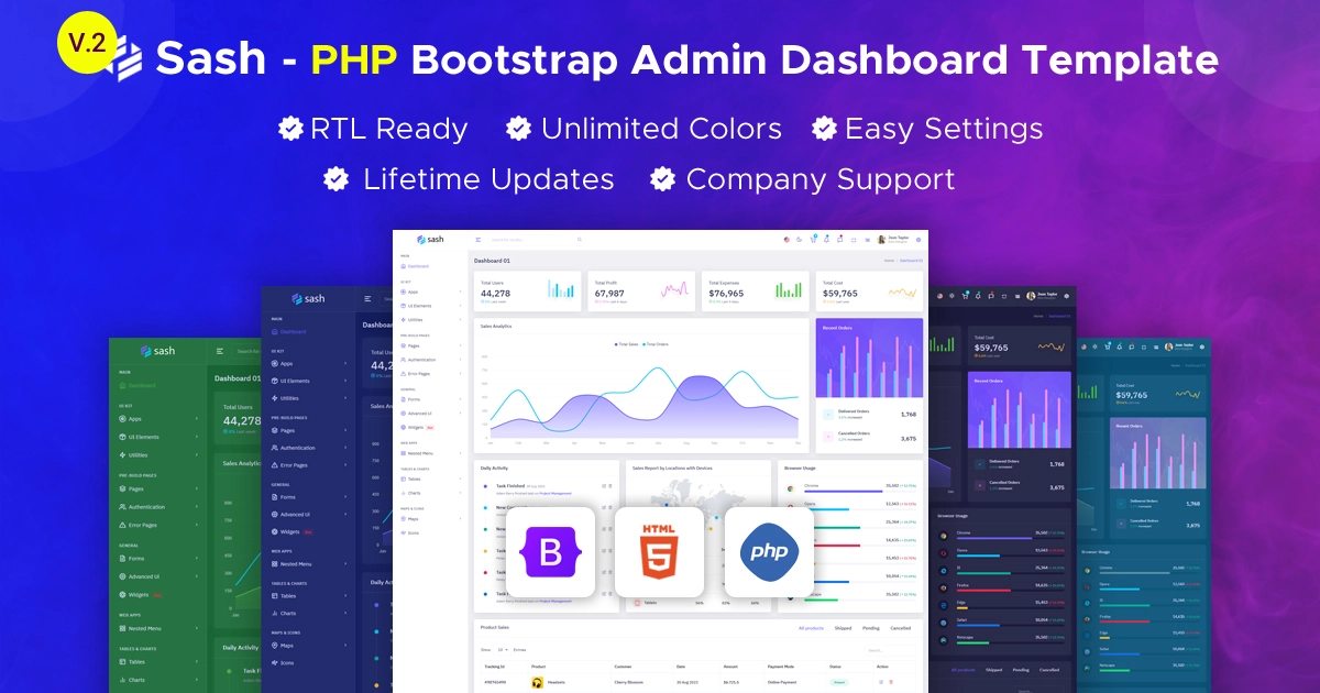 Sash – PHP Admin & Dashboard Template