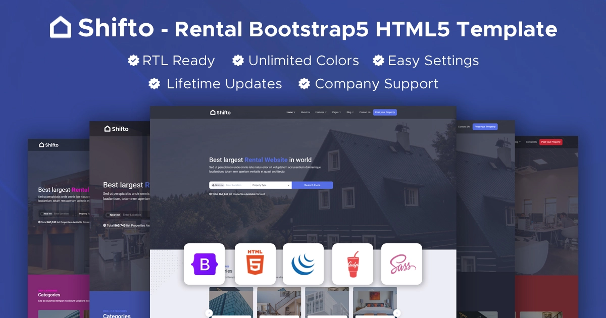 Shifto - Rental Listings Bootstrap HTML Template