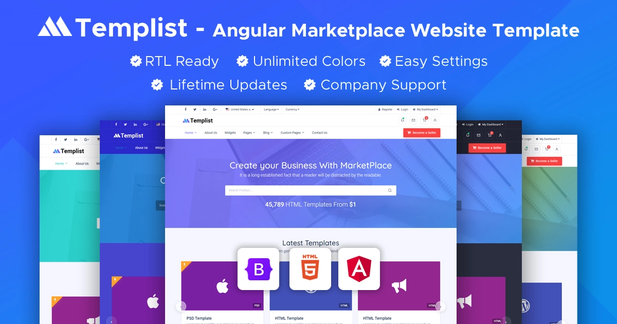 Templist - Digital Marketplace Angular Template