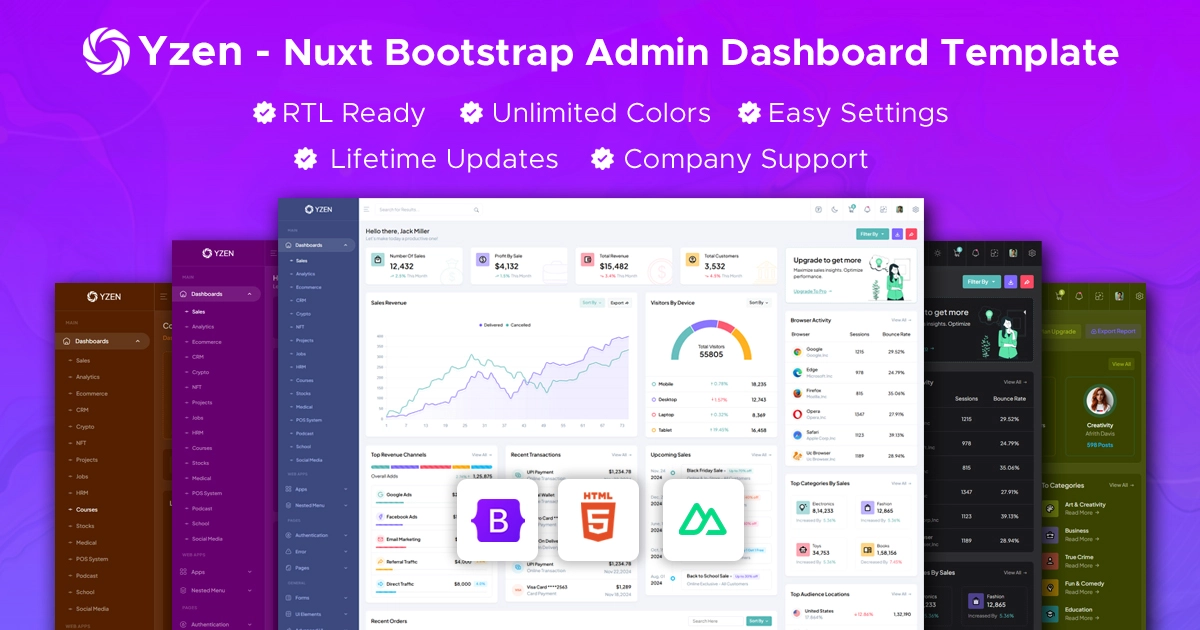 Yzen – NuxtJS Bootstrap Admin Dashboard Template
