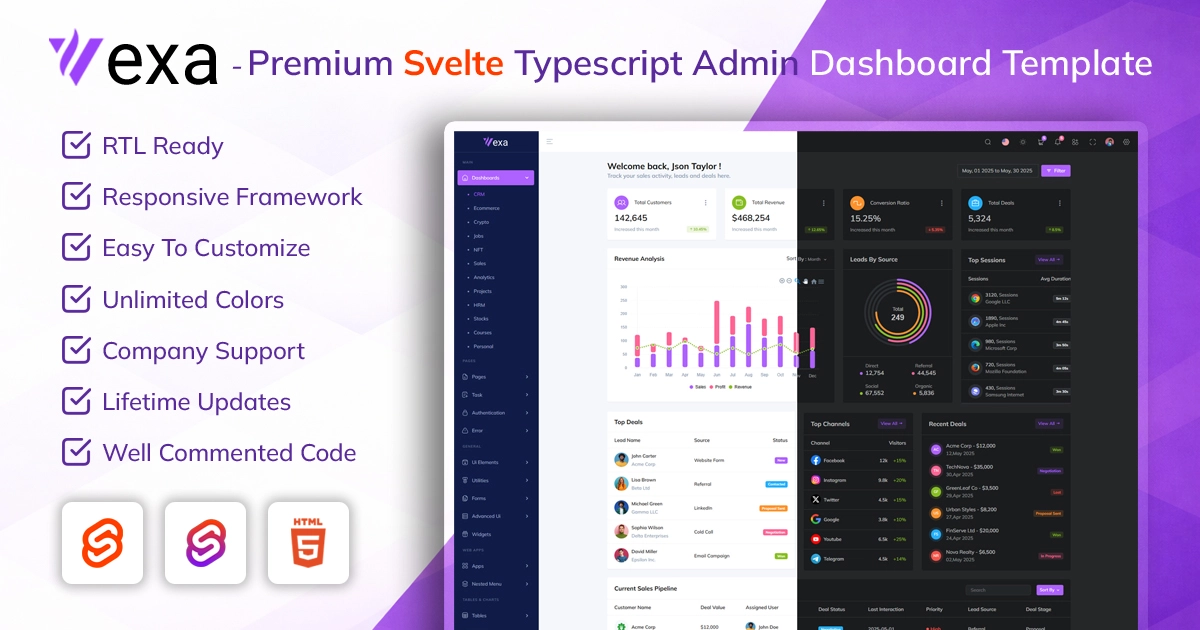 Vexa - Svelte Typescript Bootstrap Dashboard Template
