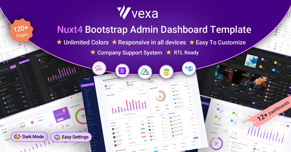Vexa - Nuxt 4 TypeScript Admin Dashboard Template