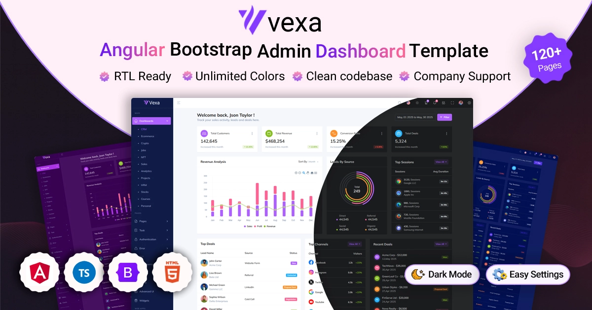Vexa - Angular NgBootstrap Admin Dashboard Template