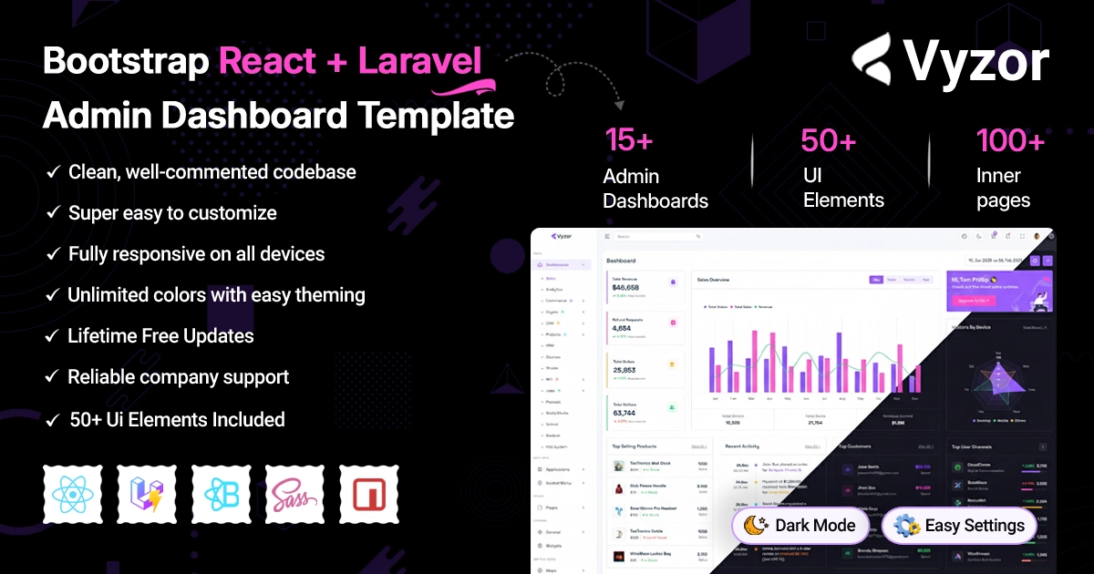 Vyzor - React Laravel Admin Dashboard Template