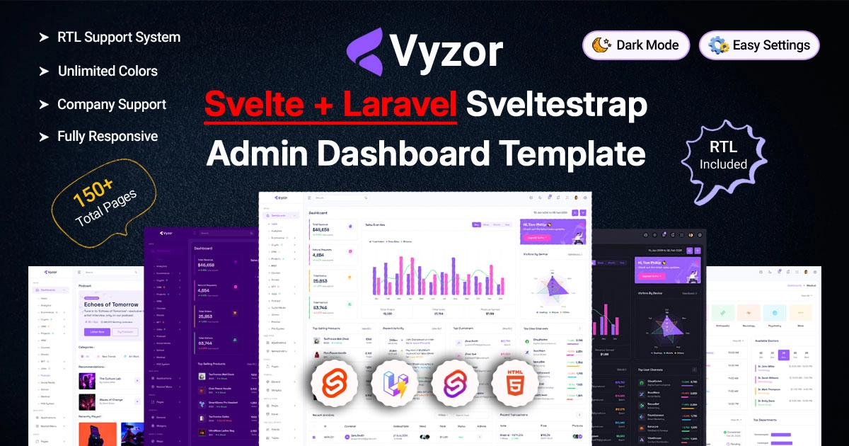 Vyzor – Svelte Laravel Inertia Premium Admin & Dashboard Template