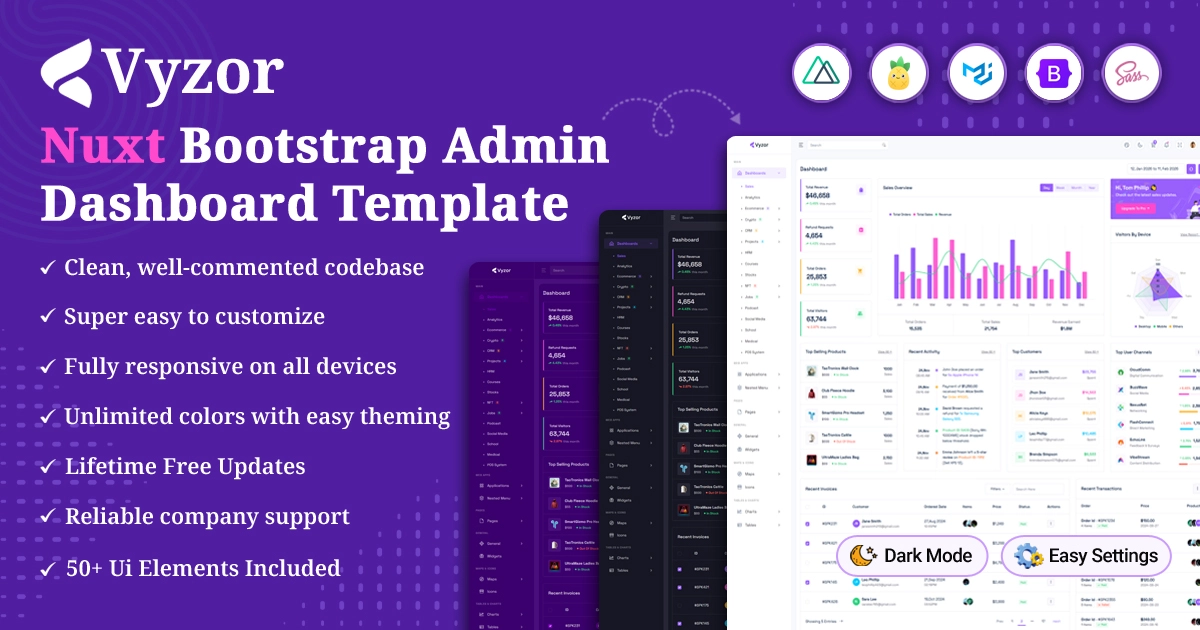 Vyzor - Nuxt 4 Admin Dashboard Bootstrap Template