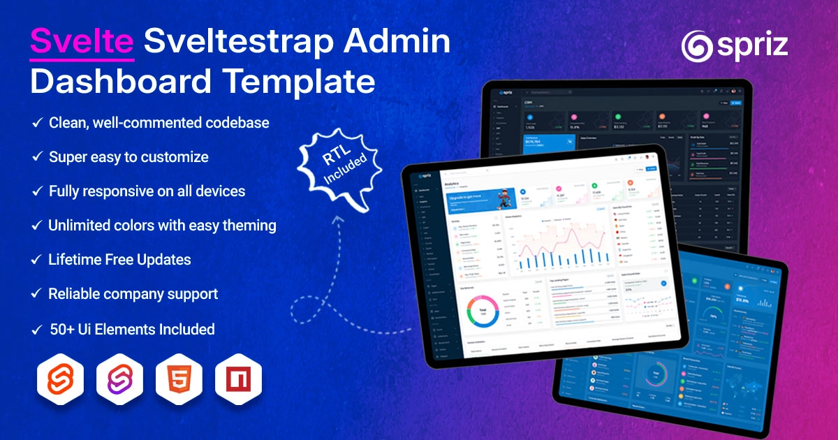 Spriz - Premium Svelte Typescript Admin Dashboard Template