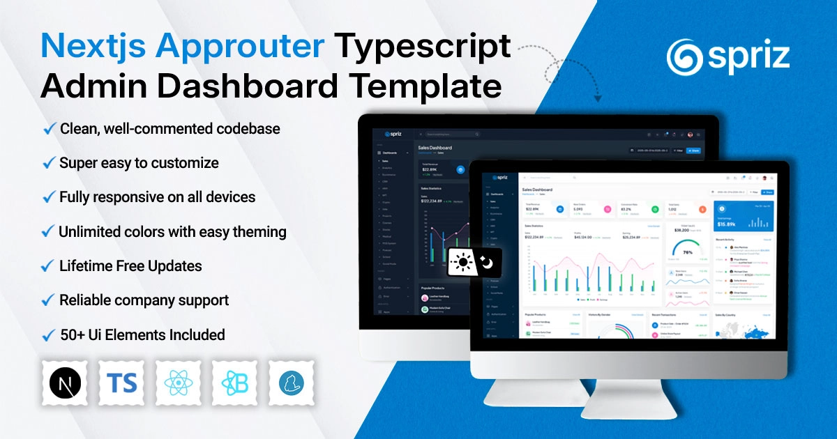 Spriz - Nextjs App Router TypeScript Bootstrap Admin Template