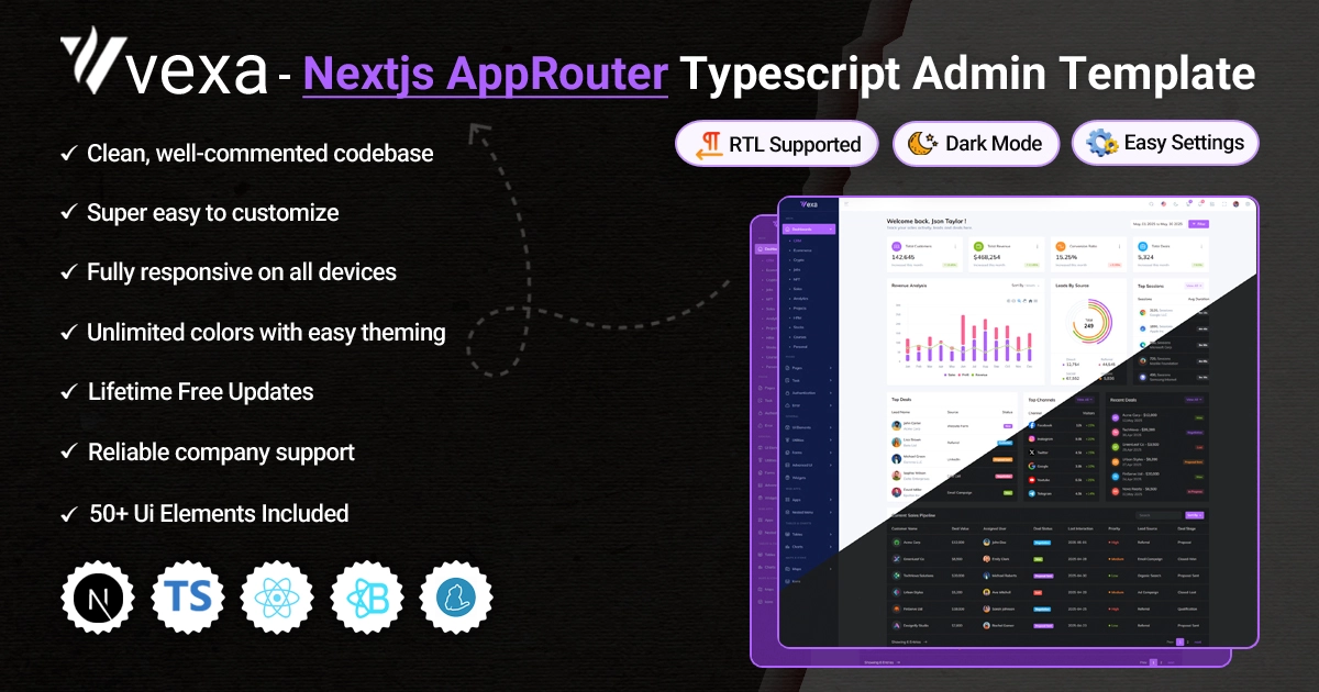 Vexa - Nextjs App Router TypeScript Bootstrap Admin Dashboard Template
