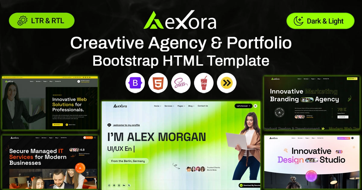 Aexora - Creative Agency & Portfolio Bootstrap HTML Template