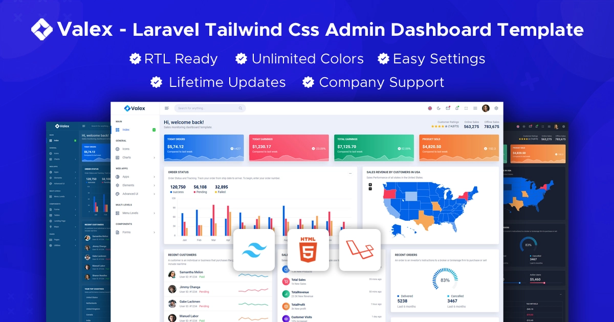 Valex Tailwind Laravel Admin Dashboard