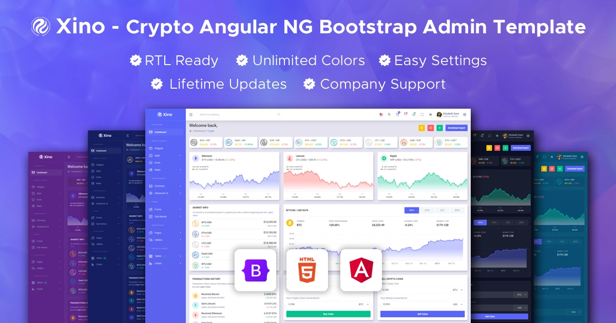 Xino Crypto Angular Dashboard Template
