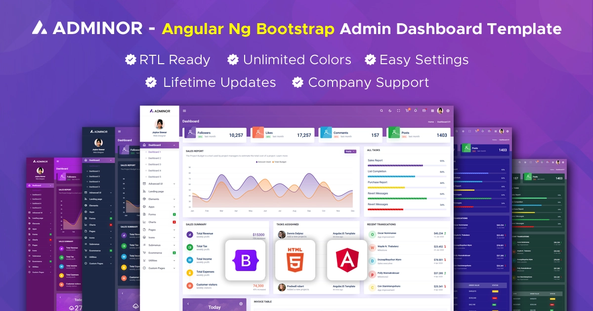 Adminor Angular Bootstrap Dashboard