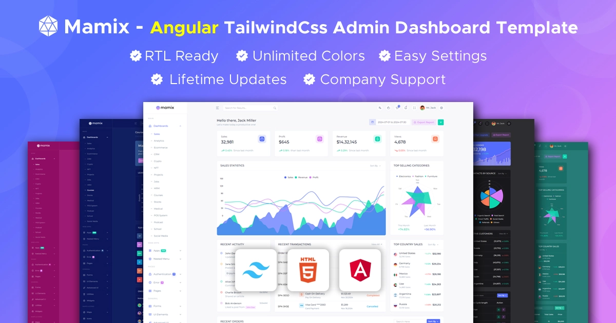 Mamix Angular Tailwind Template