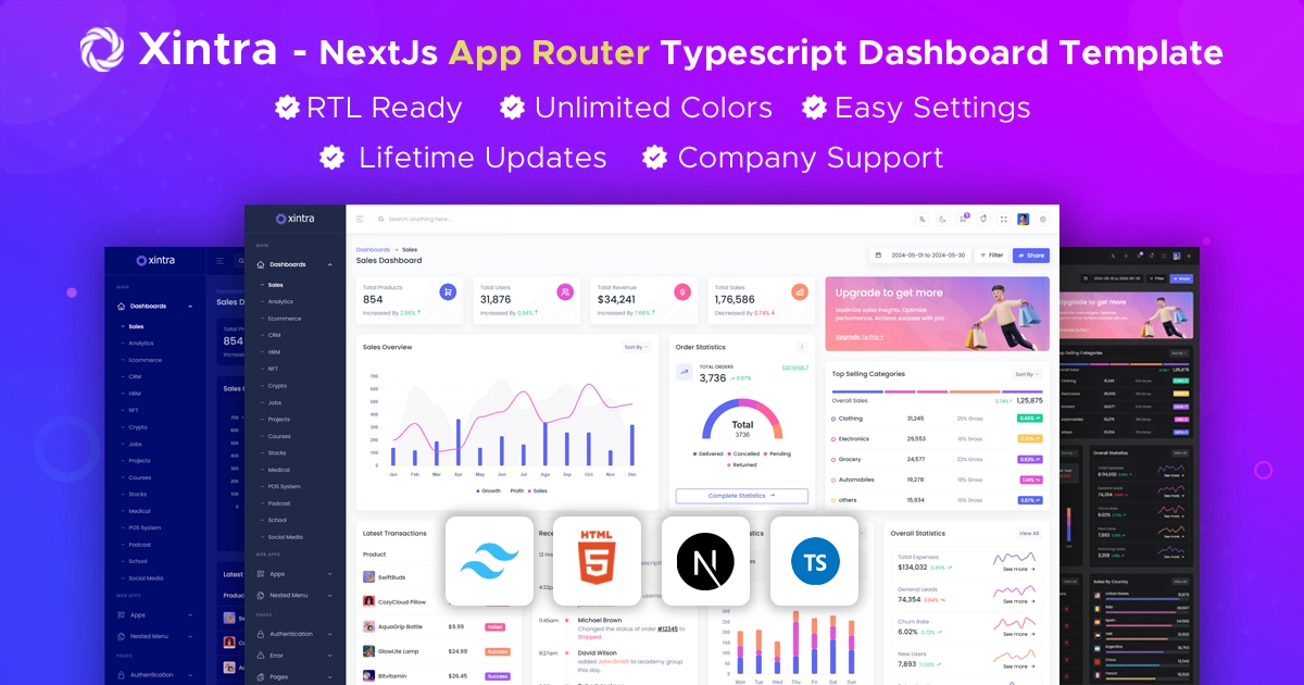 Xintra Tailwind Admin Dashboard NextJS Template