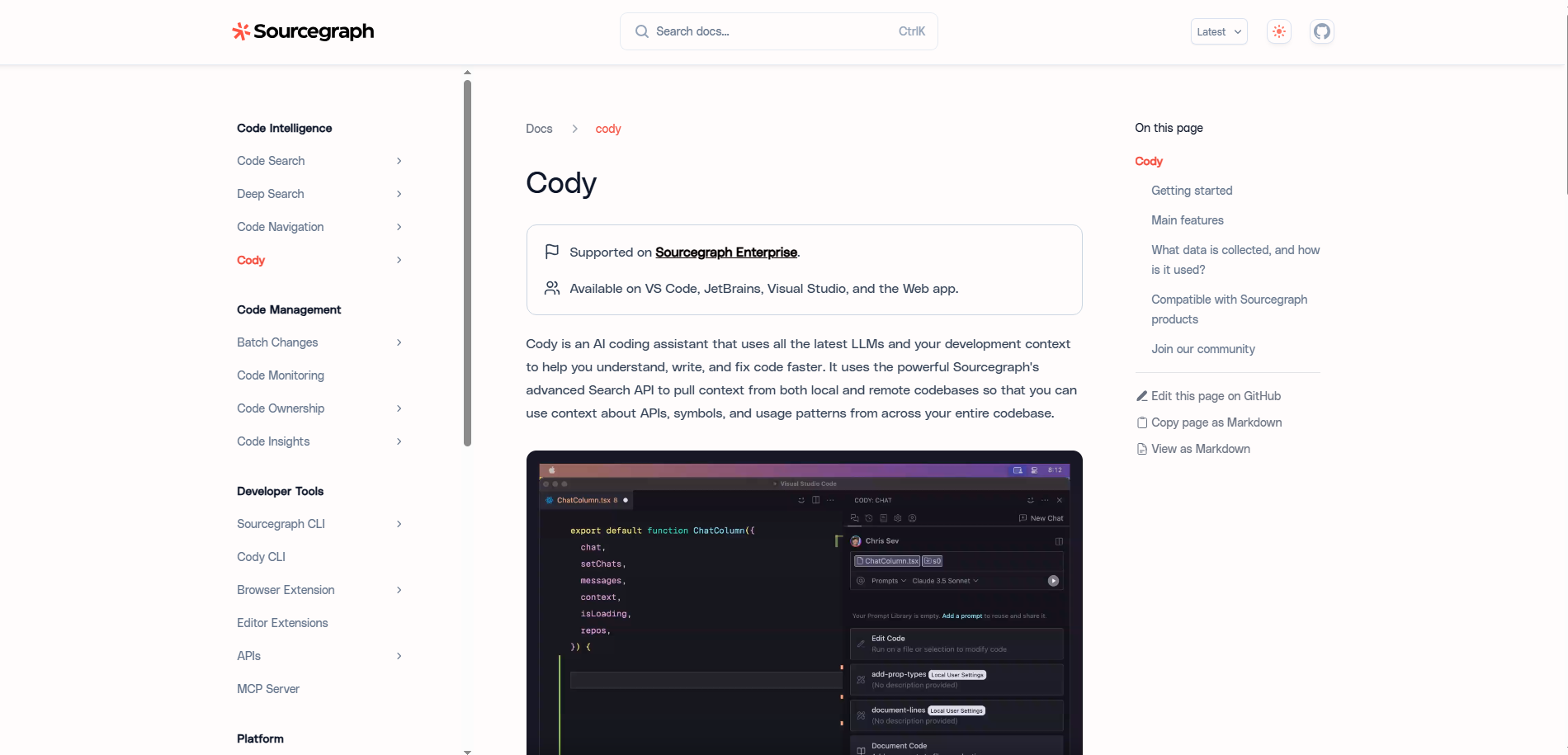 Cody by Sourcegraph UI