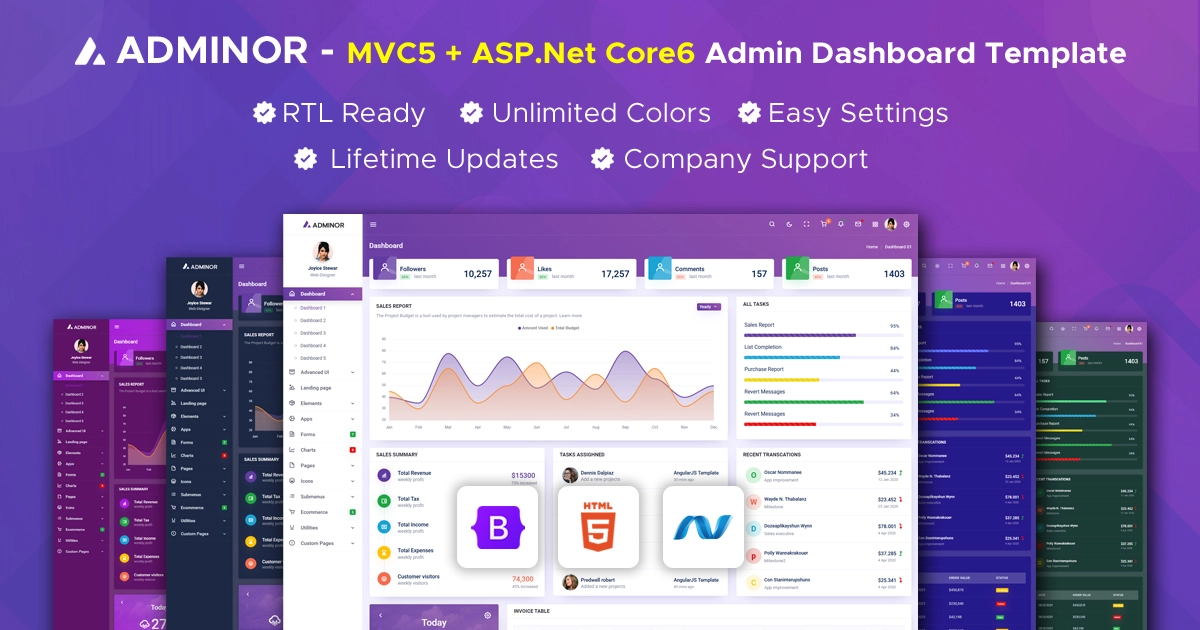 Adminor Asp.Net Dashboard Template