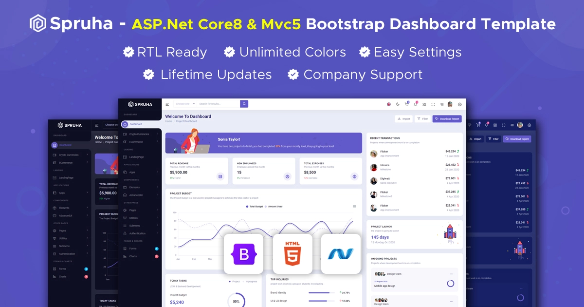 Spruha Asp.Net Core Admin Panel Template