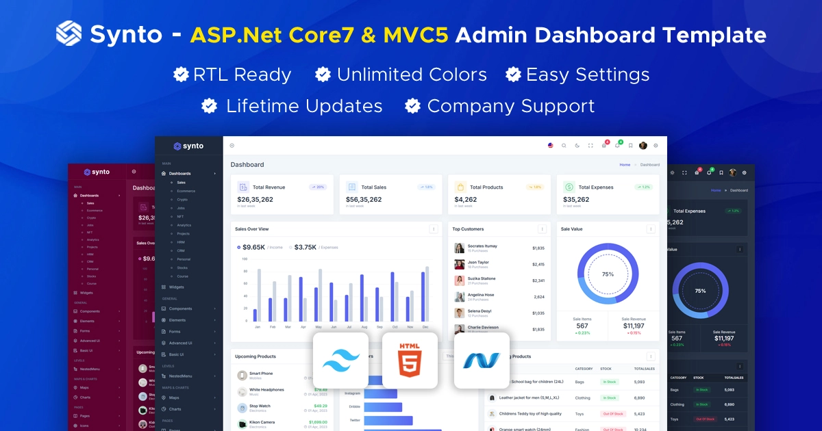 Synto DotNet Core Admin Dashboard Template