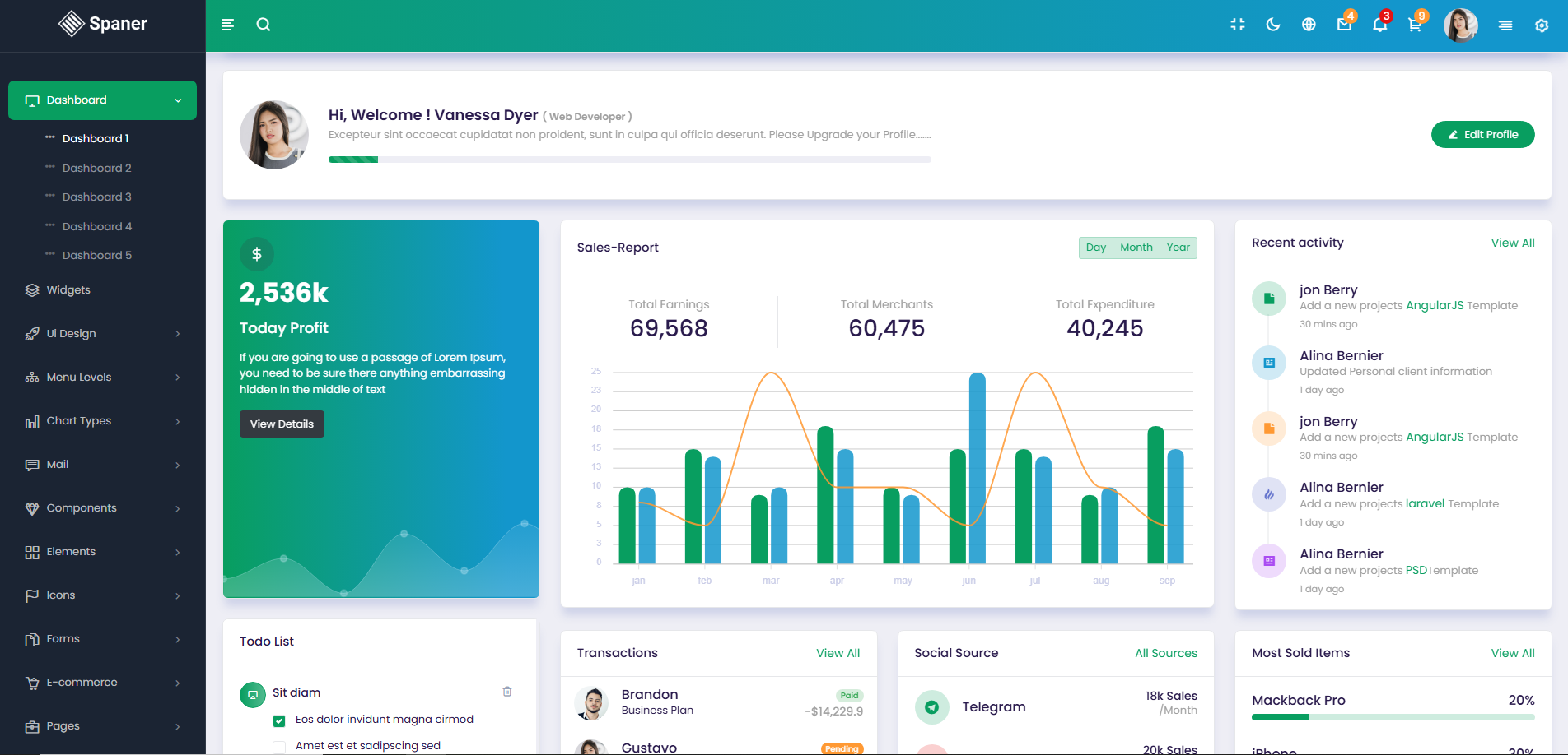 Spaner Html Admin Panel Template