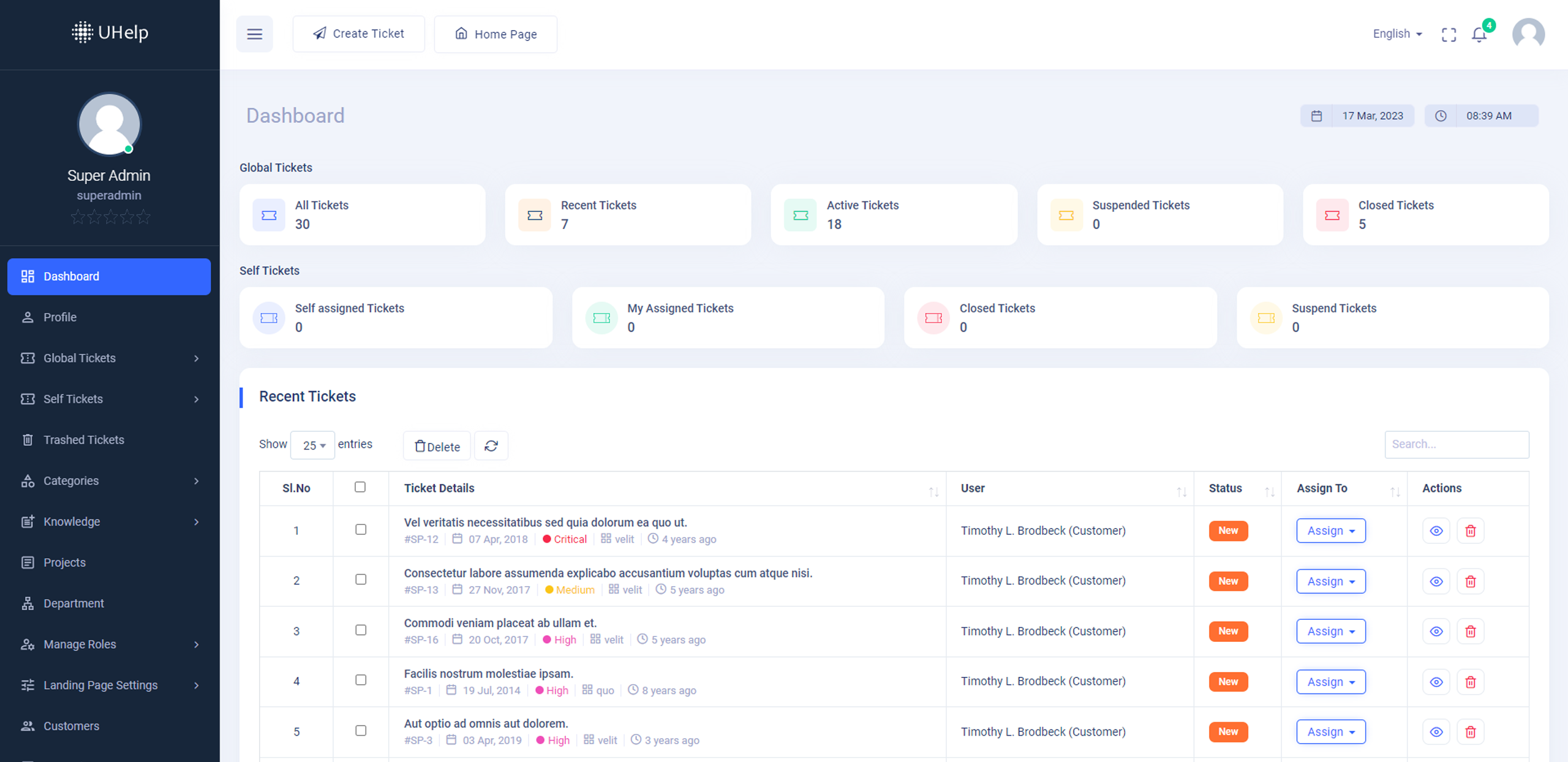 Uhelp Nextjs Customer Helpdesk Software