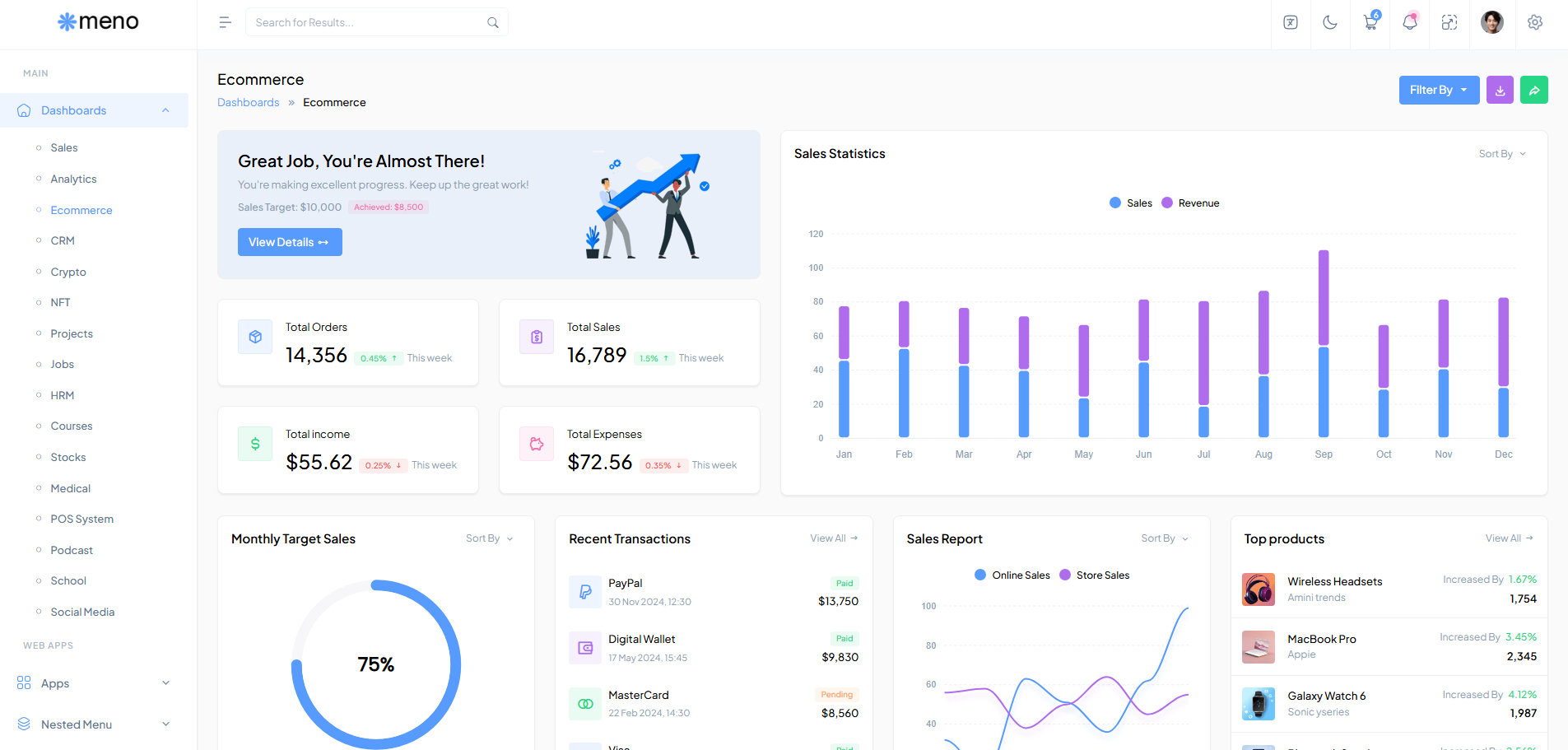 Meno Dotnet Admin Template Bootstrap Dashboard