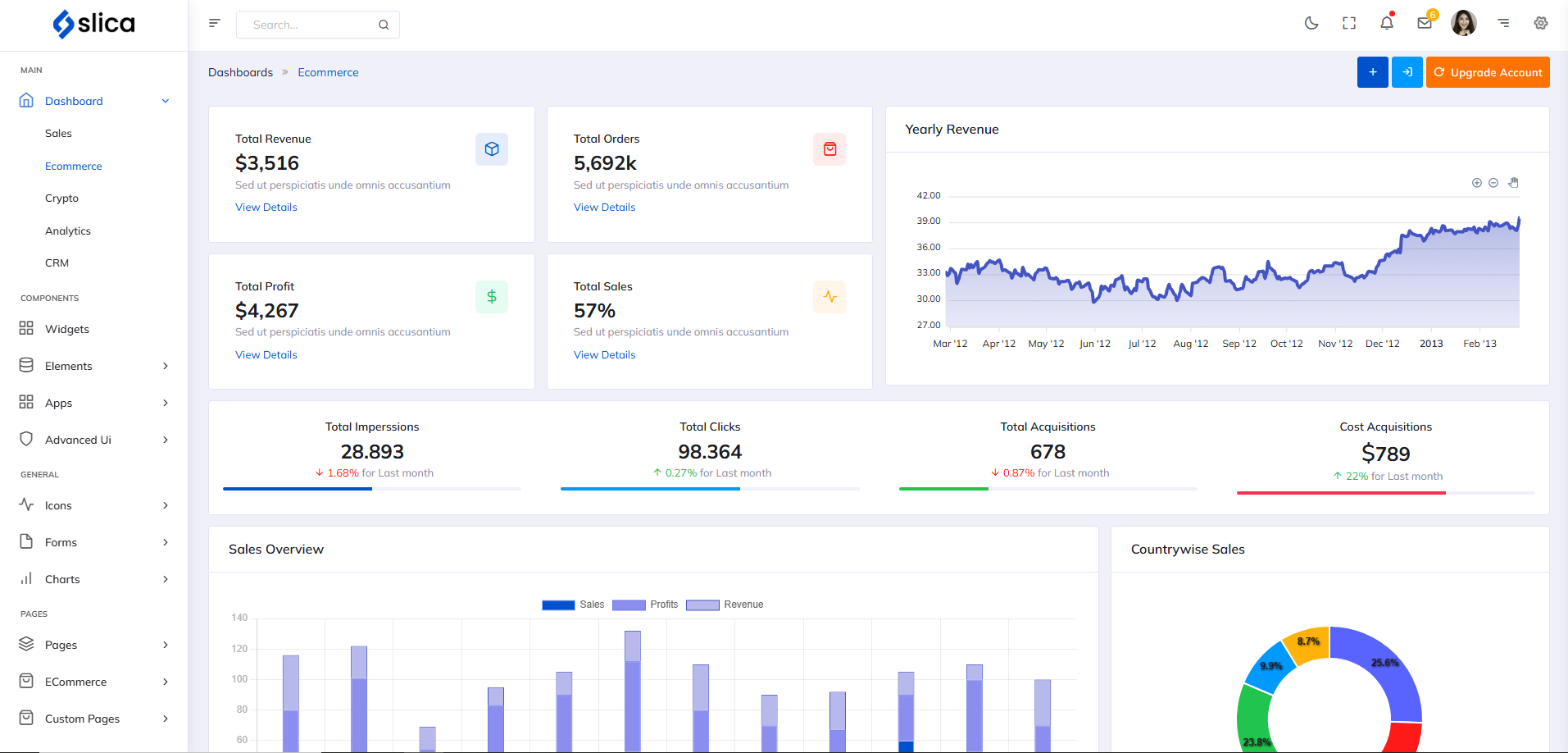 Slica Admin Panel Template