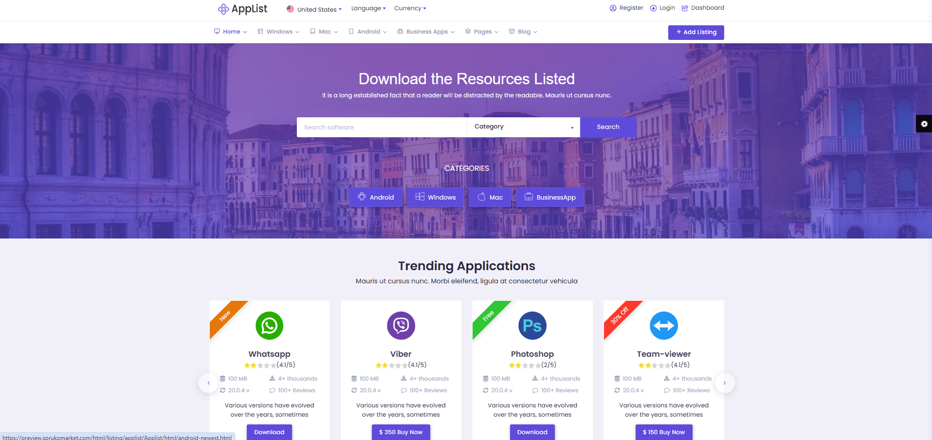 Marketplace Website Template